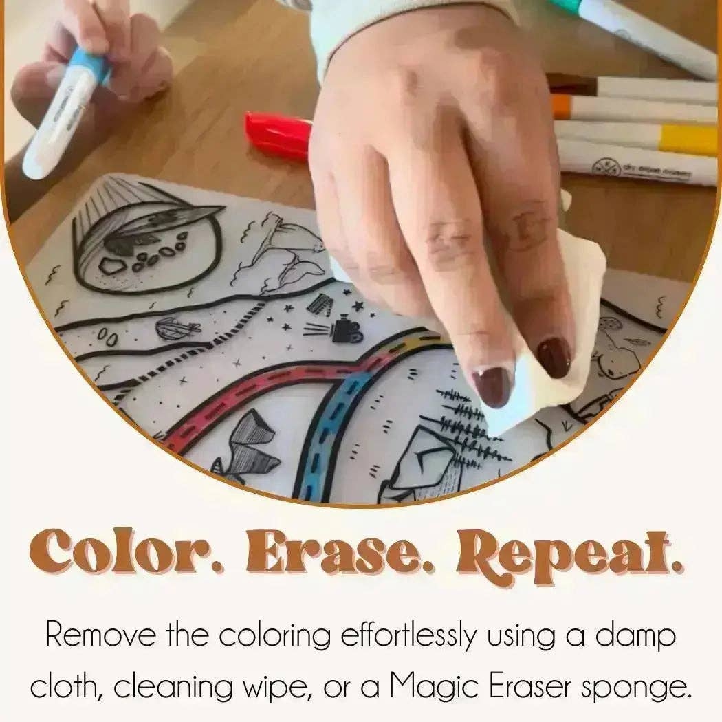 Doll Dream House - Silicone Reusable Coloring Mat & Markers Set