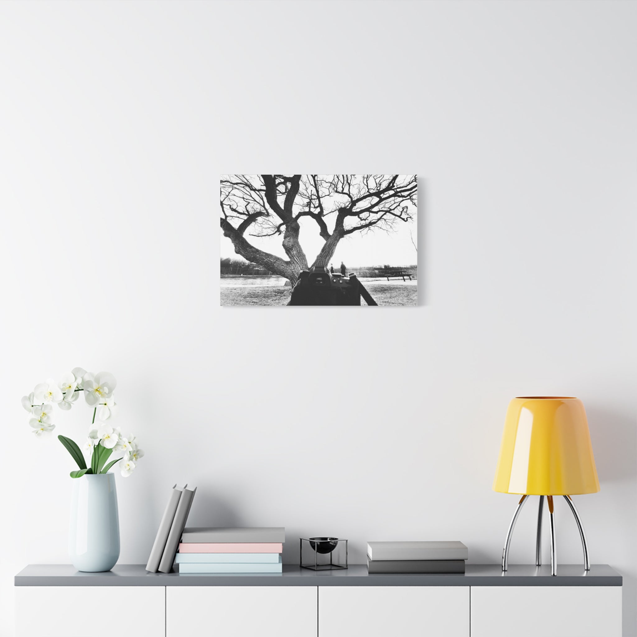 Canvas Print, Monochrome Tree and Camera Scene