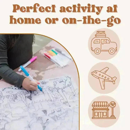 Dino Party - Silicone Reusable Coloring Mat & Markers Set