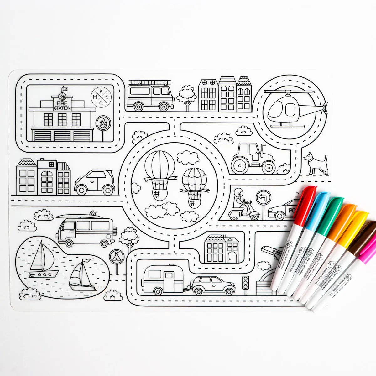 Roadmap - Silicone Reusable Coloring Mat & Markers Set