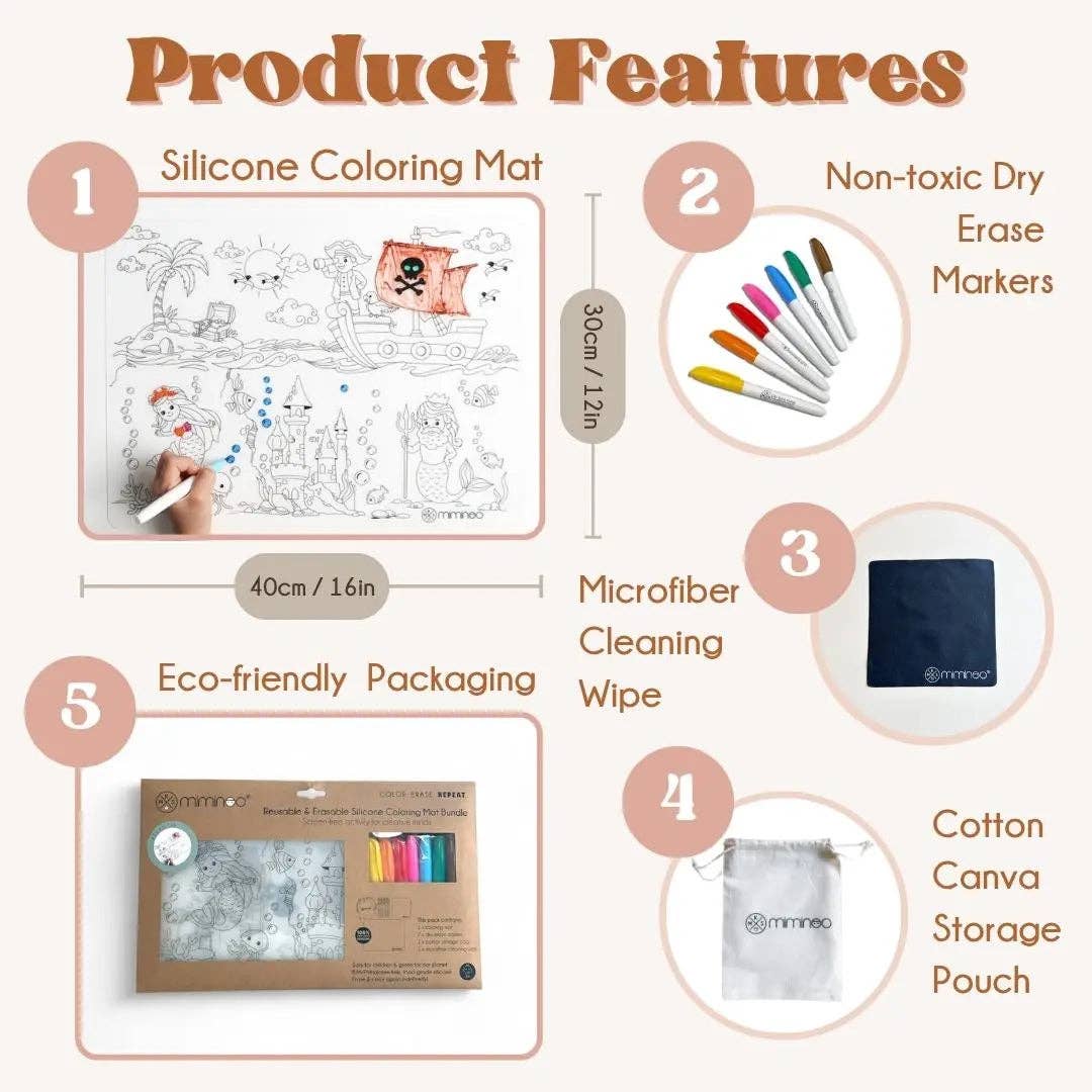 Atlantis - Silicone Reusable Coloring Mat Kids Bundle