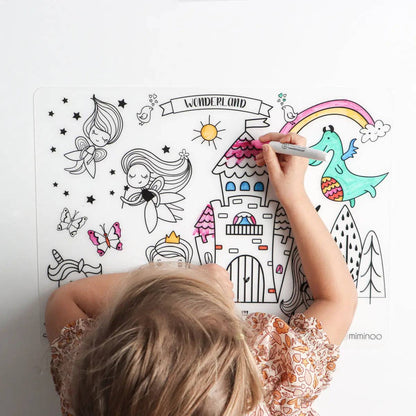 Wonderland - Silicone Reusable Coloring Mat & Markers Set