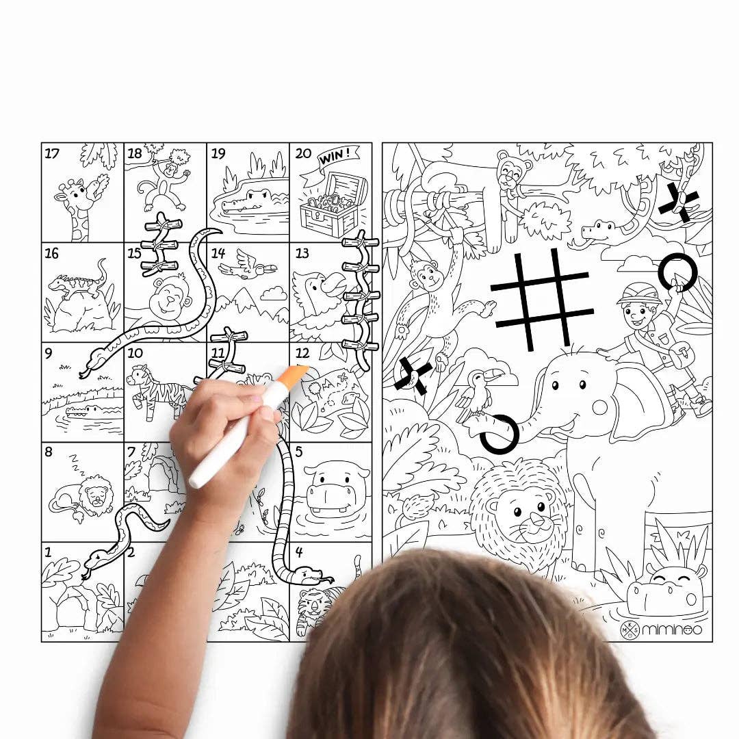 Jungle Games - Silicone Reusable Coloring Mat & Markers Set