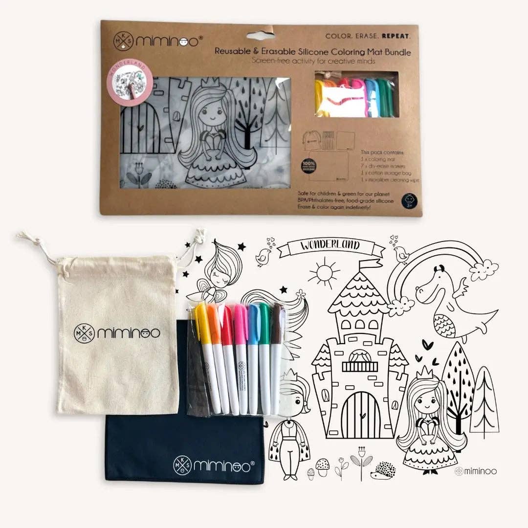 Wonderland - Silicone Reusable Coloring Mat & Markers Set