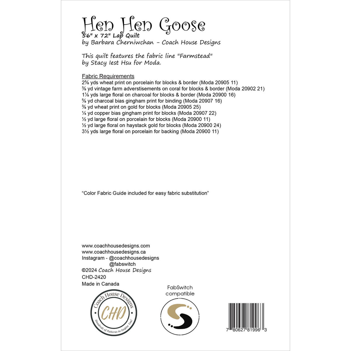 Hen Hen Goose Paper Pattern