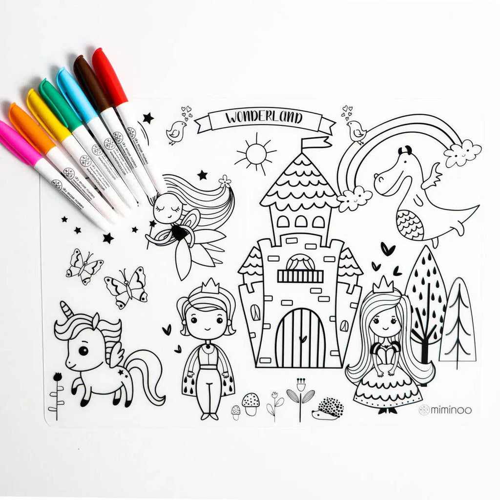 Wonderland - Silicone Reusable Coloring Mat & Markers Set