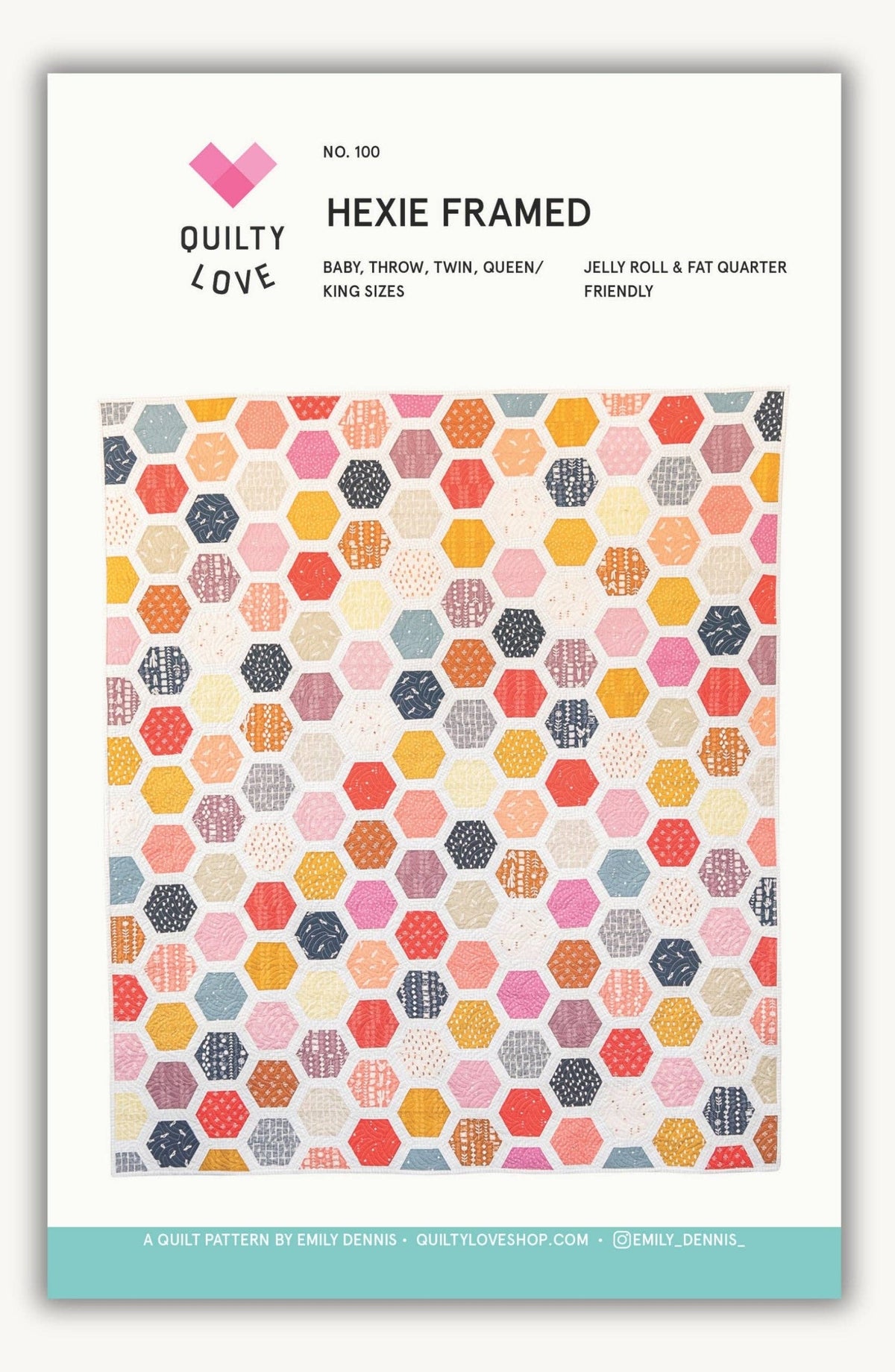 Hexie Framed PAPER Quilt Pattern