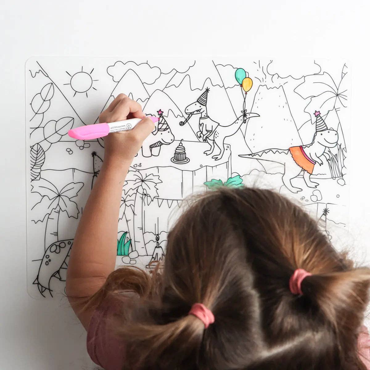 Dino Party - Silicone Reusable Coloring Mat & Markers Set