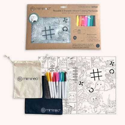 Jungle Games - Silicone Reusable Coloring Mat & Markers Set
