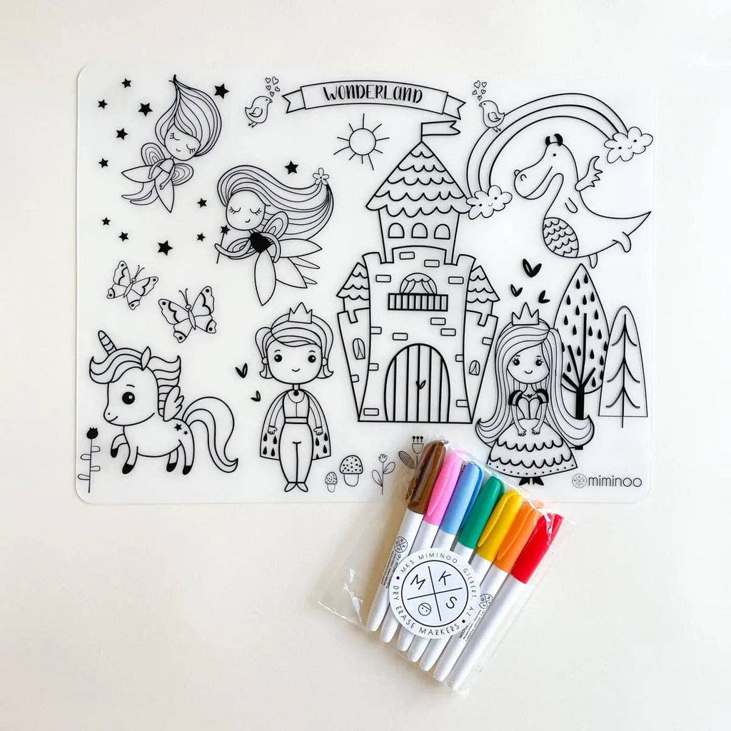 Wonderland - Silicone Reusable Coloring Mat & Markers Set