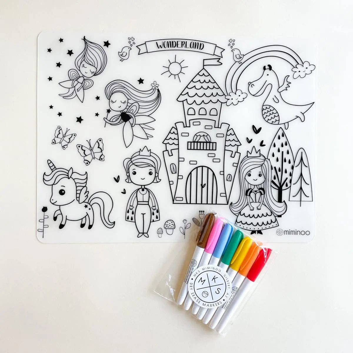 Wonderland - Silicone Reusable Coloring Mat & Markers Set