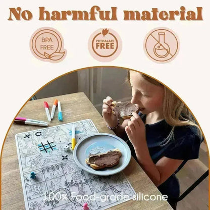 Doll Dream House - Silicone Reusable Coloring Mat & Markers Set