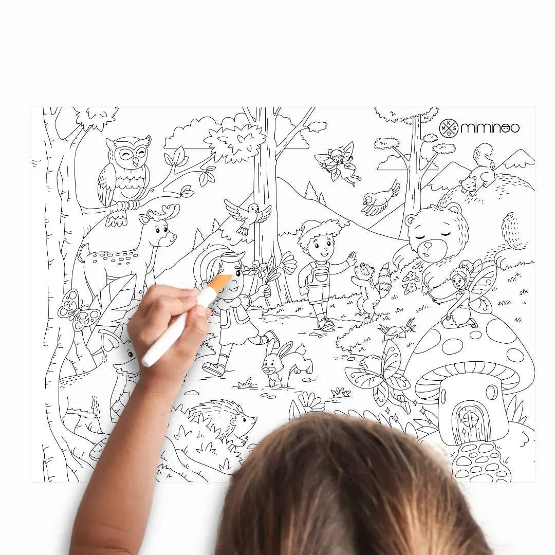 Enchanted Forest - Silicone Reusable Coloring Mat & Markers Set