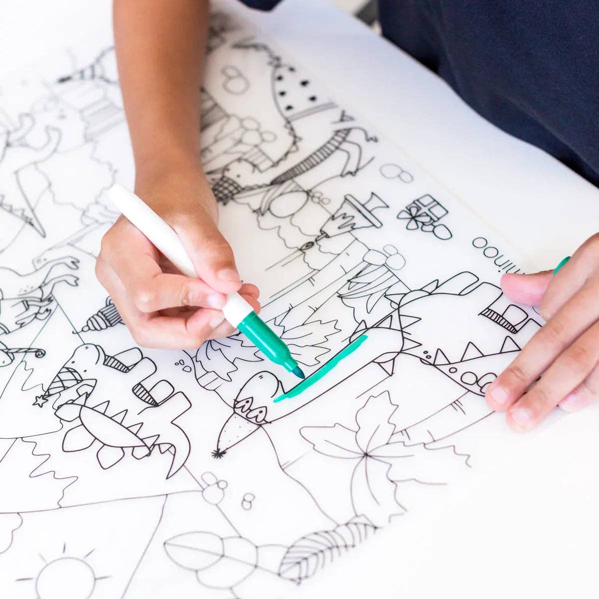 Dino Party - Silicone Reusable Coloring Mat & Markers Set