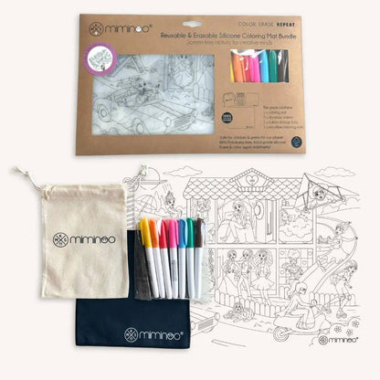 Doll Dream House - Silicone Reusable Coloring Mat & Markers Set